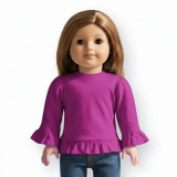 Blank 18 inch Doll Long Sleeved Ruffle Tee Shirt
